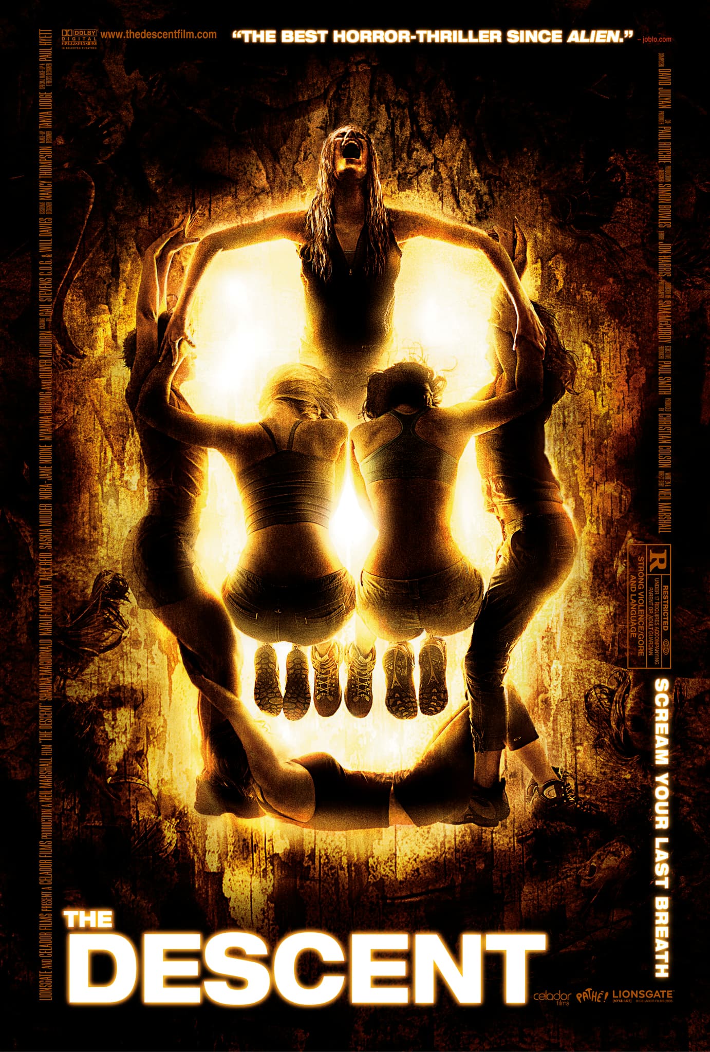 Poster of The Descent (2005) UNRATED BluRay Dual Audio {Hindi-English}